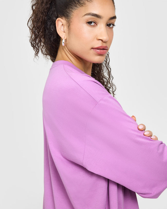 Classic Oversized Lightweight Long Sleeve Top | Orchid Purple