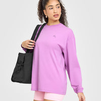 Classic Oversized Lightweight Long Sleeve Top | Orchid Purple