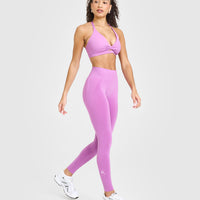 Effortless Seamless Leggings with White Logo | Orchid Purple