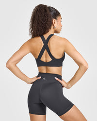 Timeless Wide Strap Sports Bra | Coal