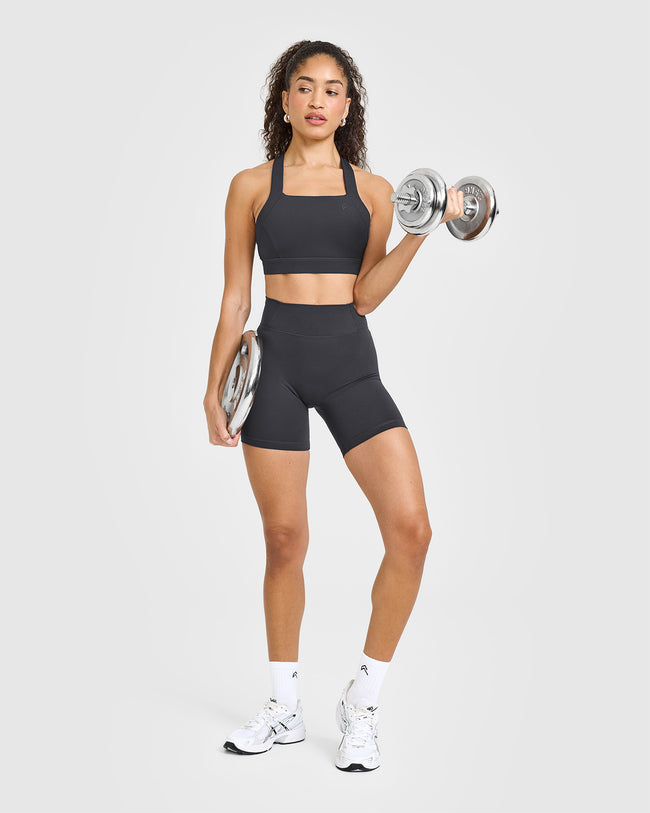 Timeless Wide Strap Sports Bra | Coal