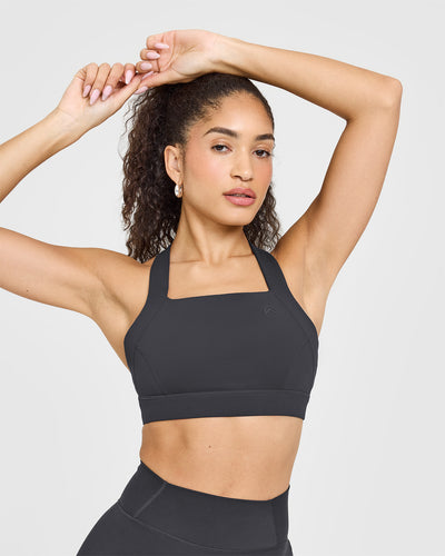Timeless Wide Strap Sports Bra | Coal