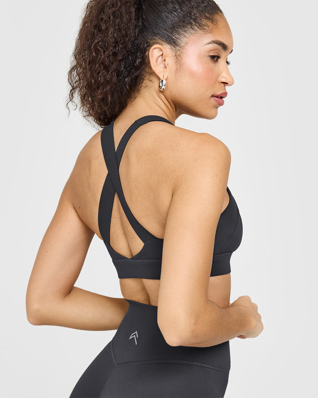 Timeless Wide Strap Sports Bra | Coal