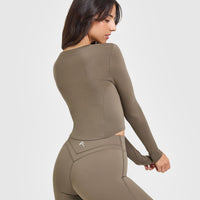 Mellow™ Soft Mid Long Sleeve Top | Moss Brown