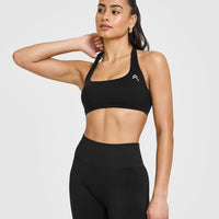 EasyLift™ Halter Bralette with White Logo | Black