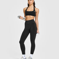 EasyLift™ Halter Bralette with White Logo | Black