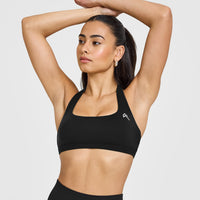 EasyLift™ Halter Bralette with White Logo | Black