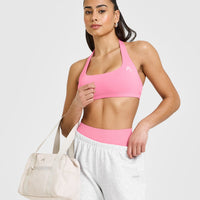 EasyLift™ Halter Bralette with White Logo | Peony Pink