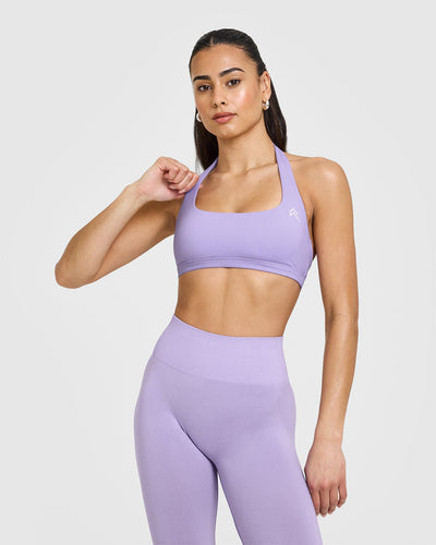 EasyLift™ Halter Bralette with White Logo | Wisteria Purple