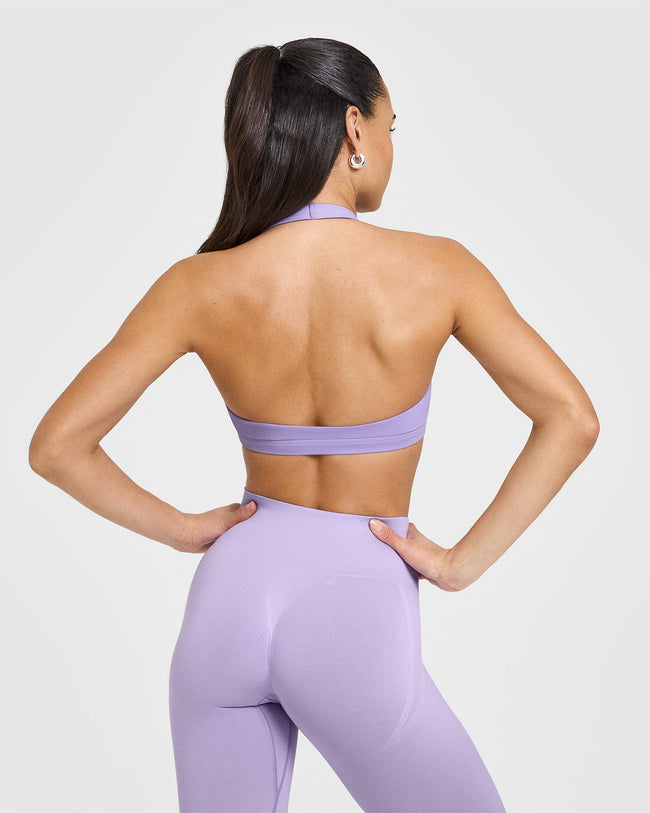 EasyLift™ Halter Bralette with White Logo | Wisteria Purple