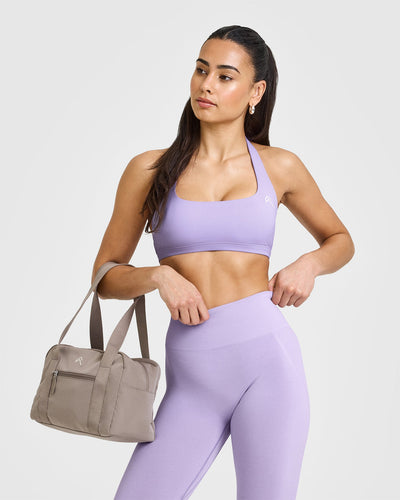 EasyLift™ Halter Bralette with White Logo | Wisteria Purple