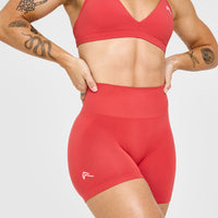 Effortless Seamless Shorts with White Logo | Sweet Red