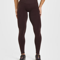 Effortless Seamless Leggings with White Logo | Plum Brown