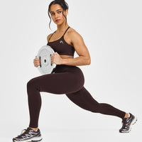 Effortless Seamless Leggings with White Logo | Plum Brown