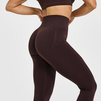 Effortless Seamless Leggings with White Logo | Plum Brown