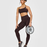 Effortless Seamless Leggings with White Logo | Plum Brown