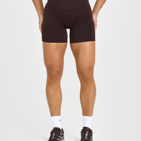 Effortless Seamless Shorts with White Logo | Plum Brown