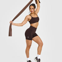 Effortless Seamless Shorts with White Logo | Plum Brown