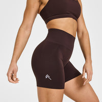 Effortless Seamless Shorts with White Logo | Plum Brown