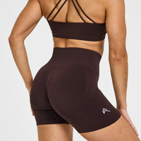 Effortless Seamless Shorts with White Logo | Plum Brown