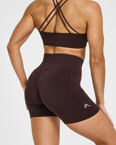 Effortless Seamless Shorts with White Logo | Plum Brown