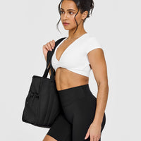 Unified Twist Front Short Sleeve Crop Top | White
