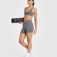 SoftMotion™ Bralette with White Logo | Ash Grey