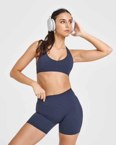 SoftMotion™ Bralette with White Logo | True Blue