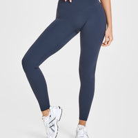 SoftMotion™ Leggings with White Logo | True Blue