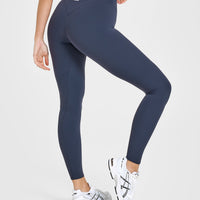 SoftMotion™ Leggings with White Logo | True Blue