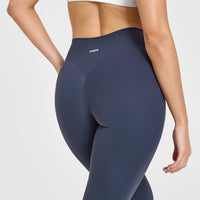 SoftMotion™ Leggings with White Logo | True Blue