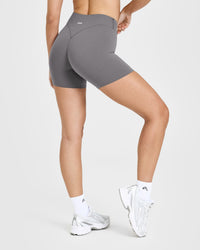 SoftMotion™ Shorts 6" with White Logo | Ash Grey