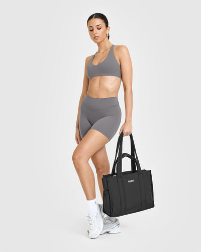 SoftMotion™ Shorts 6" with White Logo | Ash Grey