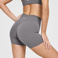 SoftMotion™ Shorts 6" with White Logo | Ash Grey