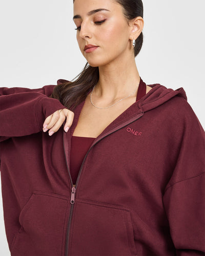 Mid Weight Zip Through Hoodie | Rosewood
