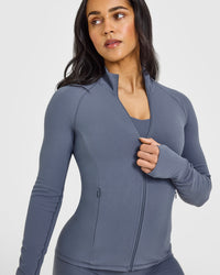 SoftMotion™ Jacket with White Logo | Granite Blue