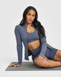 SoftMotion™ Jacket with White Logo | Granite Blue