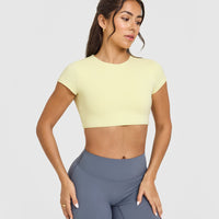 SoftMotion™ Short Sleeve Crop Top | Pastel Yellow