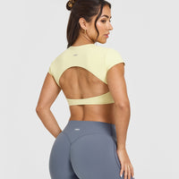 SoftMotion™ Short Sleeve Crop Top | Pastel Yellow