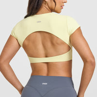 SoftMotion™ Short Sleeve Crop Top | Pastel Yellow