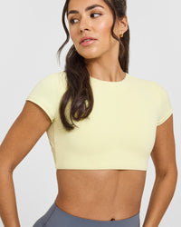 SoftMotion™ Short Sleeve Crop Top | Pastel Yellow
