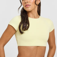 SoftMotion™ Short Sleeve Crop Top | Pastel Yellow