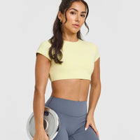 SoftMotion™ Short Sleeve Crop Top | Pastel Yellow