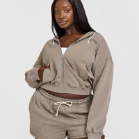 Raw Lounge Oversized Zip Hoodie | Washed Warm Sand