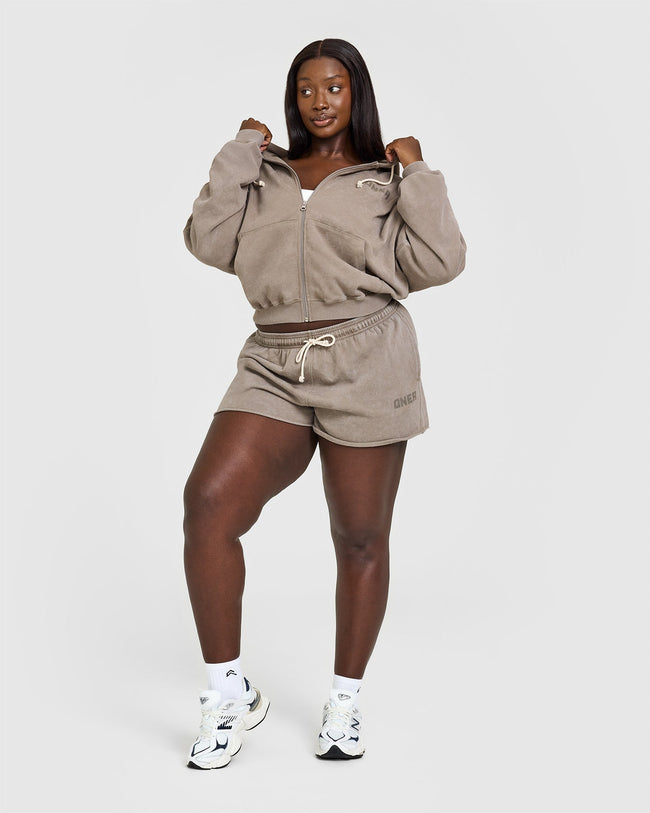 Raw Lounge Oversized Zip Hoodie | Washed Warm Sand