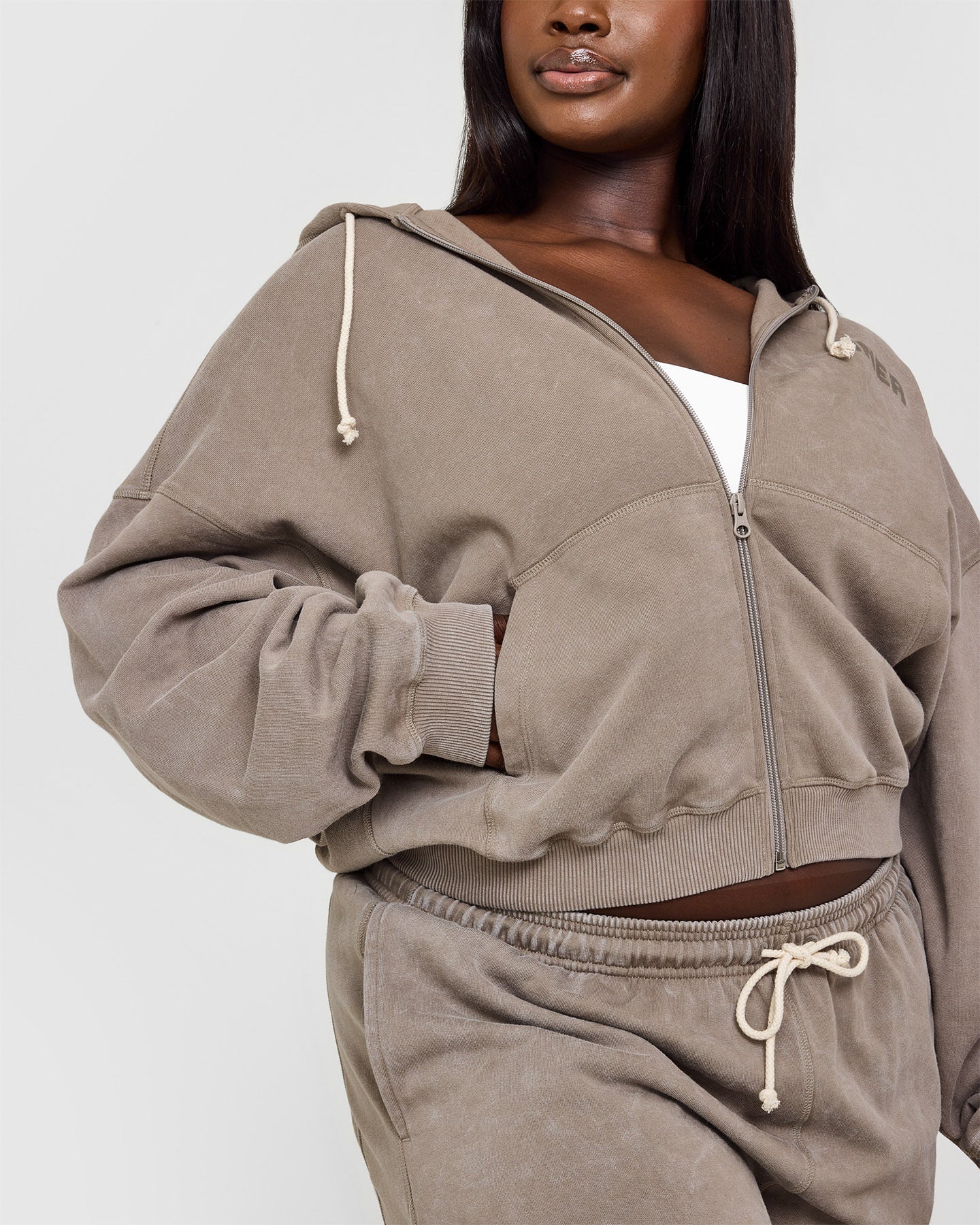 Raw Lounge Oversized Zip Hoodie | Washed Warm Sand