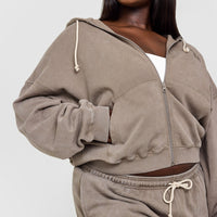 Raw Lounge Oversized Zip Hoodie | Washed Warm Sand