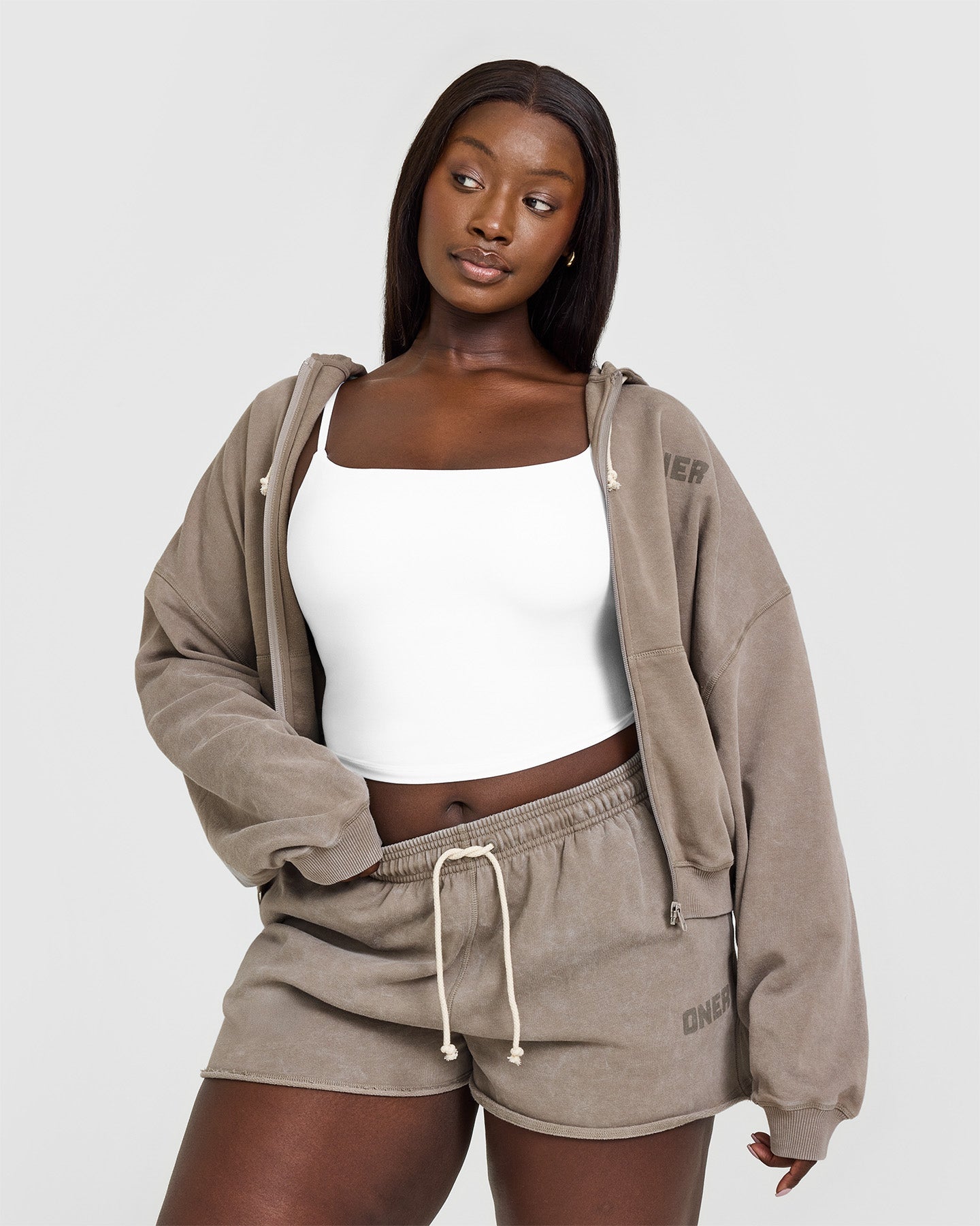 Raw Lounge Oversized Zip Hoodie | Washed Warm Sand