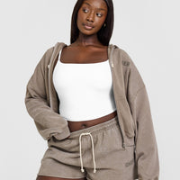 Raw Lounge Oversized Zip Hoodie | Washed Warm Sand