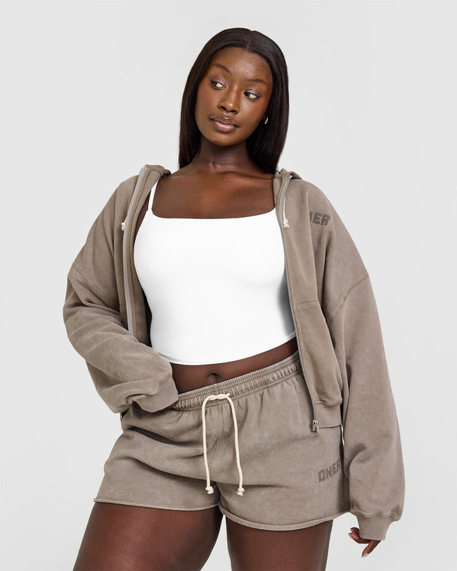 Raw Lounge Oversized Zip Hoodie | Washed Warm Sand